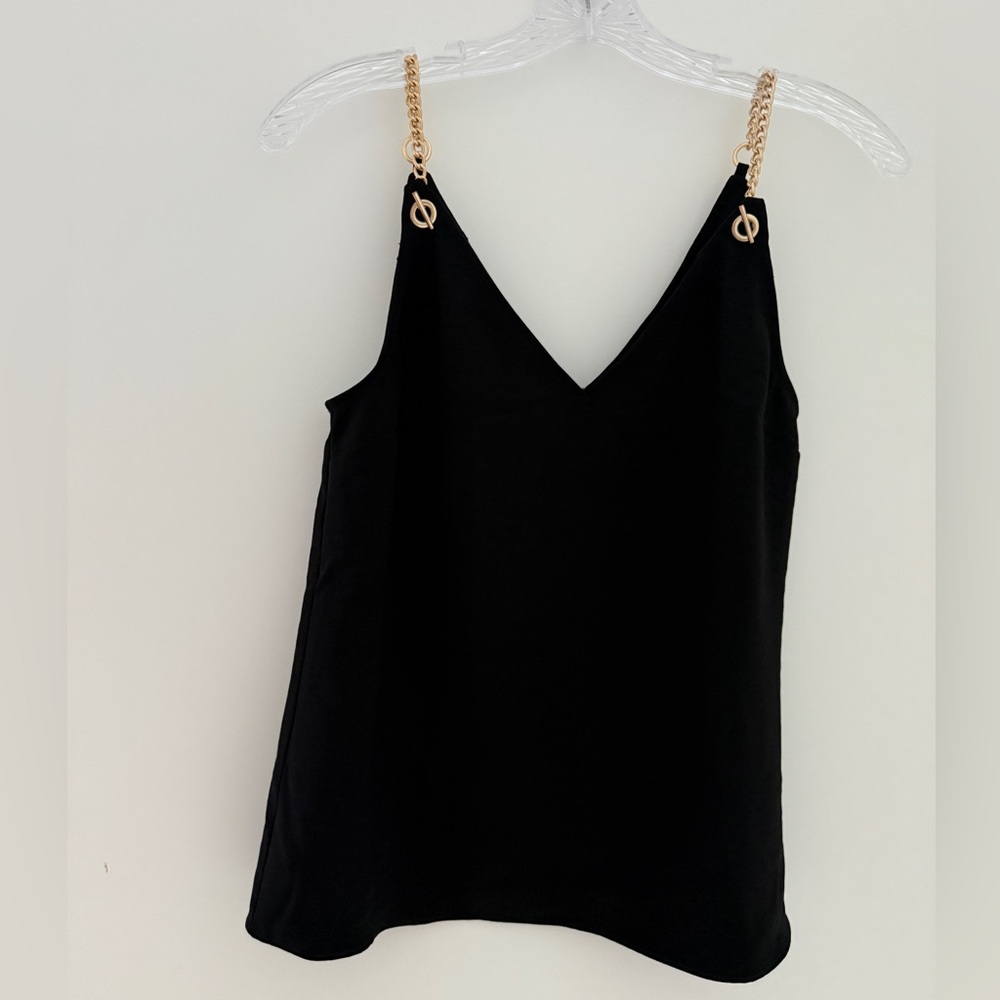 Express Black Camisole with Gold Chain Straps